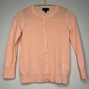J.Crew Peach Featherweight Cashmere 100% Cardigan Button-Up Women's Sweater Crew
